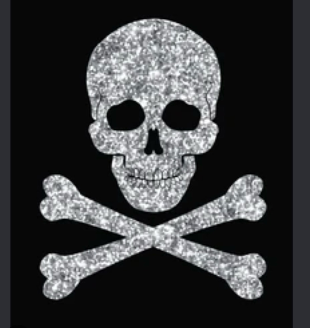 Silver glitter skull and crossbones